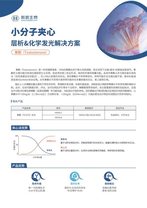 睪酮夾心檢測產(chǎn)品-層析樣本符合率>0.94-南京歐凱